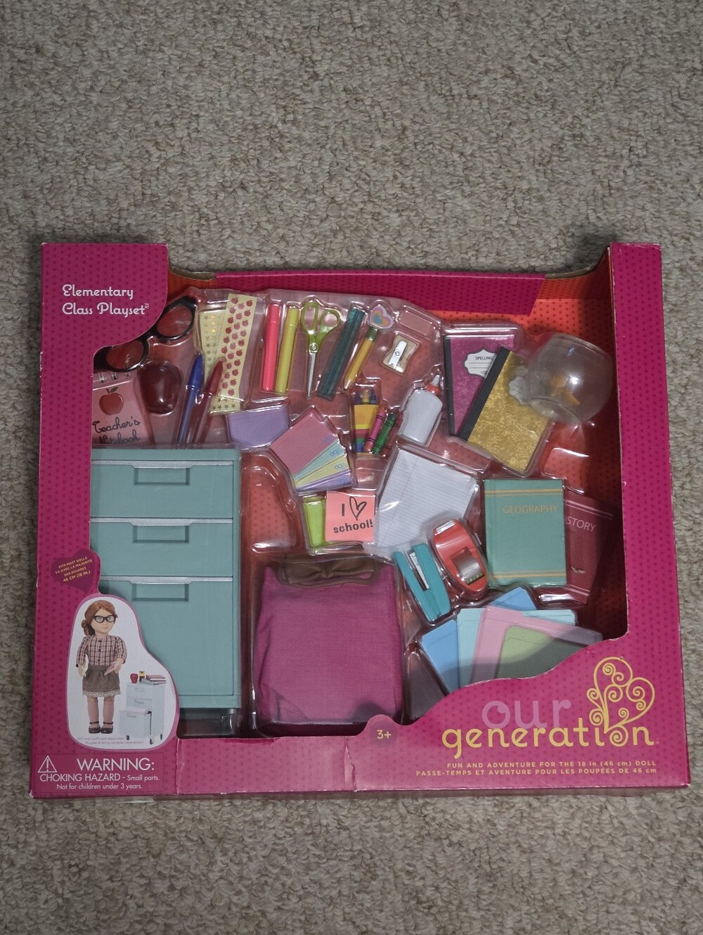 Retired Our Generation Elementary Class Playset - Pink & Teal School Accessories